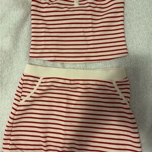 Red and White Striped Two-Piece Set